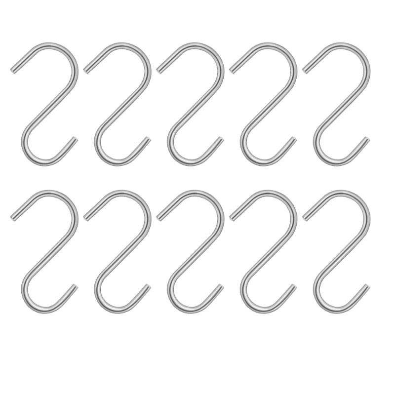 

BESTOMZ 100 Pcs Heavy Duty Stainless Steel S Shaped Hooks Kitchen Spoon Pan Pot Utensils Hangers Clasp Over the Door Closet Clot