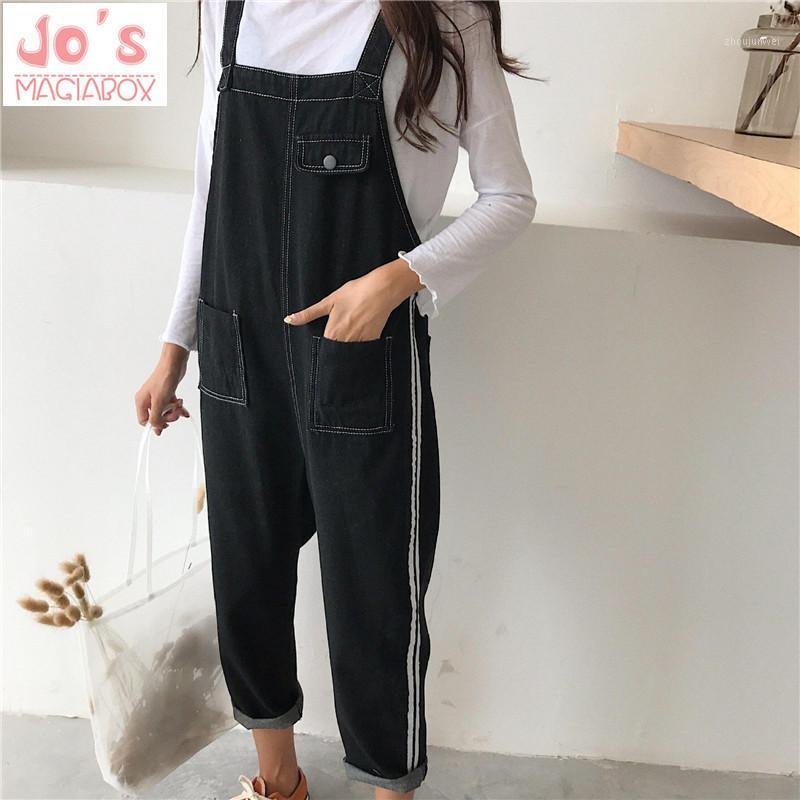 

Women' Jumpsuits & Rompers 2021 Korean Ladies Loose Womens Striped Jumpsuit Overalls Casual Sleeveless Ankle-Length Harem Pants With Pocket, Lan