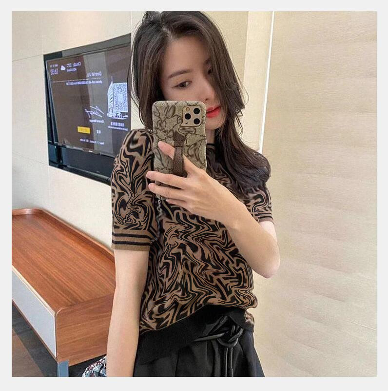 

Spring 2021 Fashion Women's Sweater Personality Trend short sleeve Sweater Men's and Women's Top Free Shipping, White;black