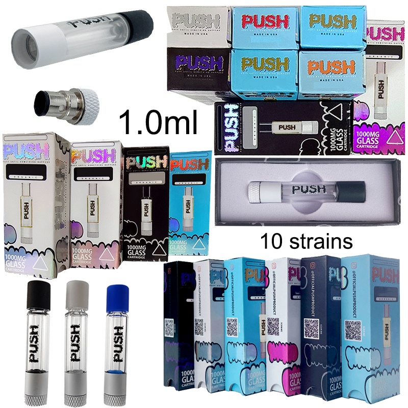 

PUSH Newest Glass Cartridges Empty Vape Cartridge Packaging Atomizers Electronic Cigarettes 1.0ml Thick Oil Wax Dab Pen