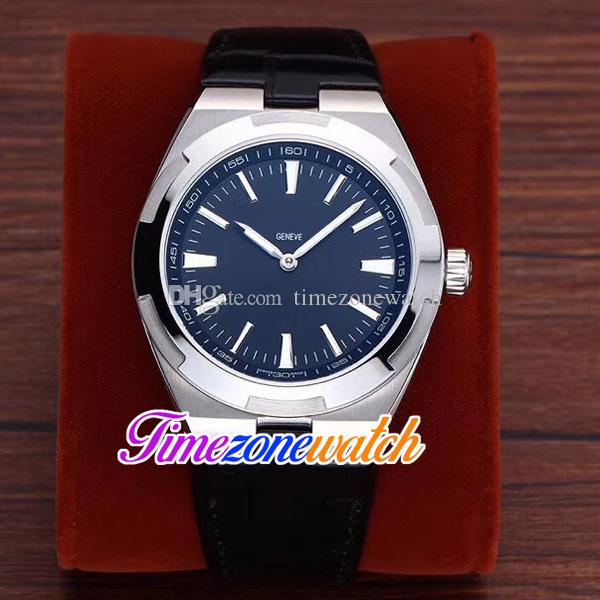 

41mm Overseas Watches 4500V/110A-B483 4500V Black Dial Automatic Mens Watch Date 316L Steel Case Leather Strap TWVC Timezonewatch E137b1, E137b (3)
