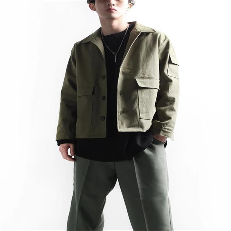 

Men' Jackets Jacket Spring And Autumn Work Style Short Fashion Trend Pocket Decoration Casual Large Size, Black
