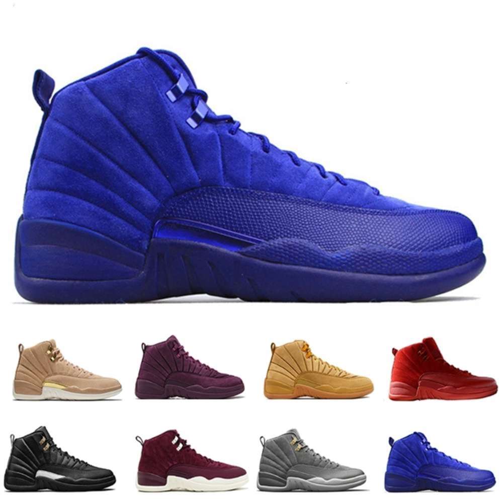 

Hot 12 12s men basketball shoes Wheat Dark Grey Bordeaux Flu The Master Taxi Play s Sunrise Royal Blue Red Suede Wool Sports s lesvago, #15