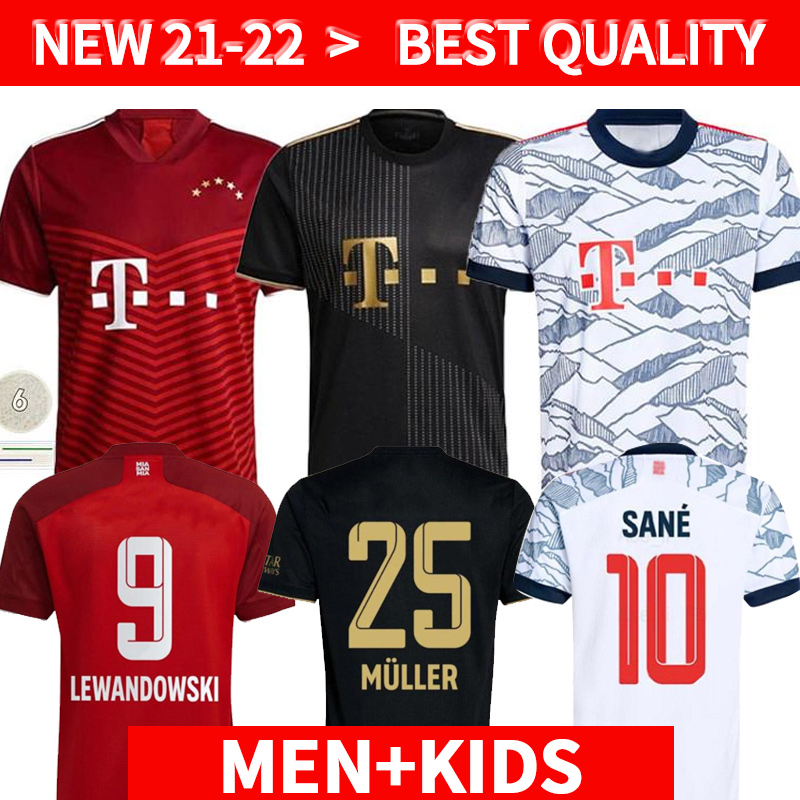 

LEWANDOWSKI soccer jerseys player version 21 22 23 SANE BAYERN MUNICH GORETZKA COMAN MULLER DAVIES KIMMICH football shirts Men Kids kit 2022 2023 uniforms, 2122 away