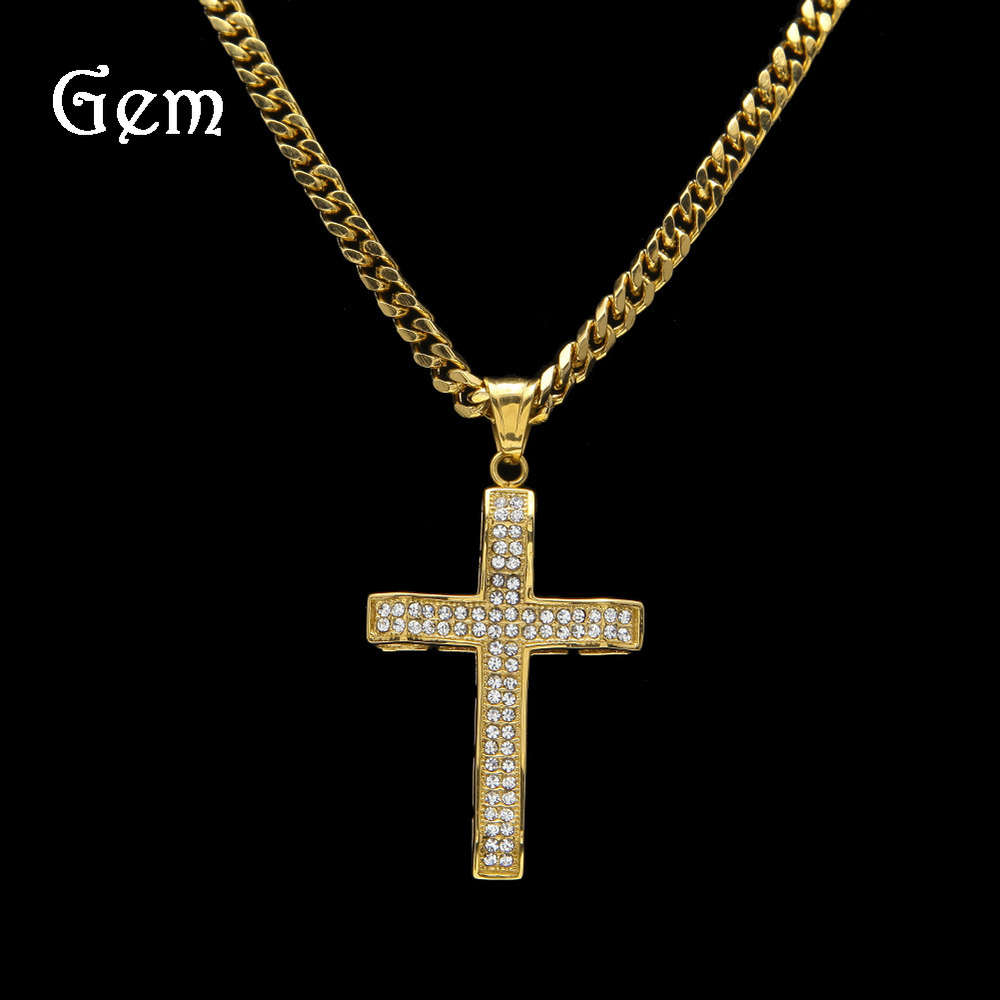 

New full diamond micro cross stainless steel pendant exquisite hip hop jewelry