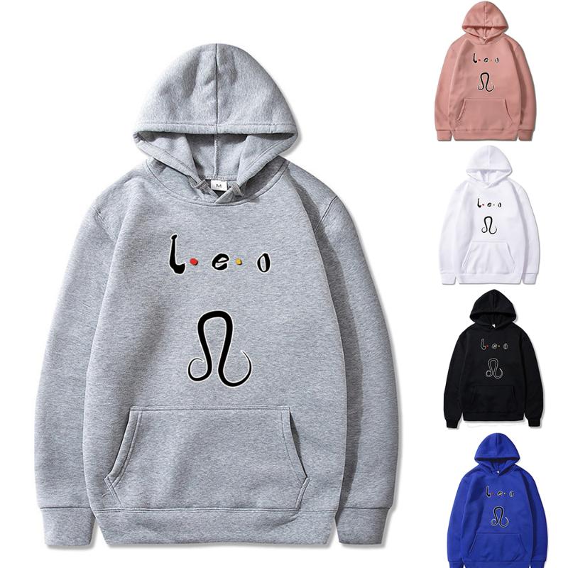 

Men' Hoodies & Sweatshirts Hoodie Sweatshirt Spring And Autumn Couple Streetwear Long Sleeve Big Pocket Pullover Leo Letter Print Harajuku, White