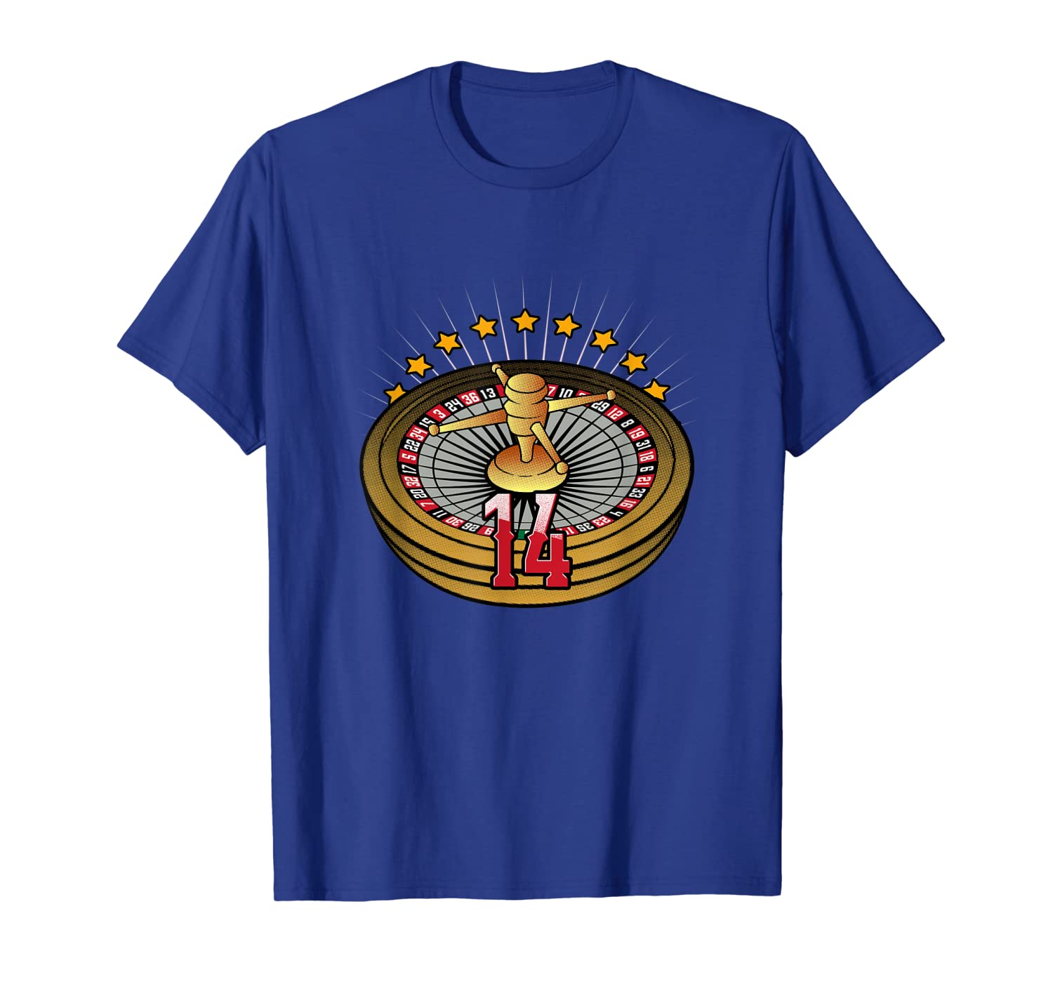 

Lucky Number 14 T-Shirts Roulette Wheel Gambling Vegas Style, White;black