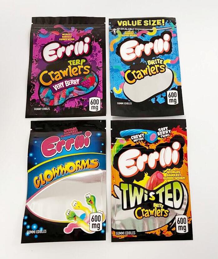 

4 styles EMPTY 600mg Errlli Terp Crawlers Edibles bag packaging Hashtag Honey trrlli mylar bags