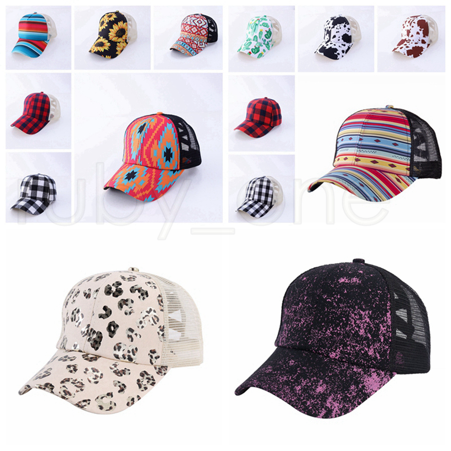 

Sunflower Baseball Cap Grid Ponytail Mesh Criss Cross Hallow Out Baseball Hat High Messy Buns Trucker Ponycaps Party Hats 14styles RRA4196