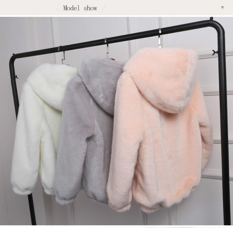 

Women's Fur & Faux Plus Size Pink Furry Hoodie Coat Women White Warm Long Sleeve Outerwear Winter Fluffy Shaggy Jacket Overcoat, Black