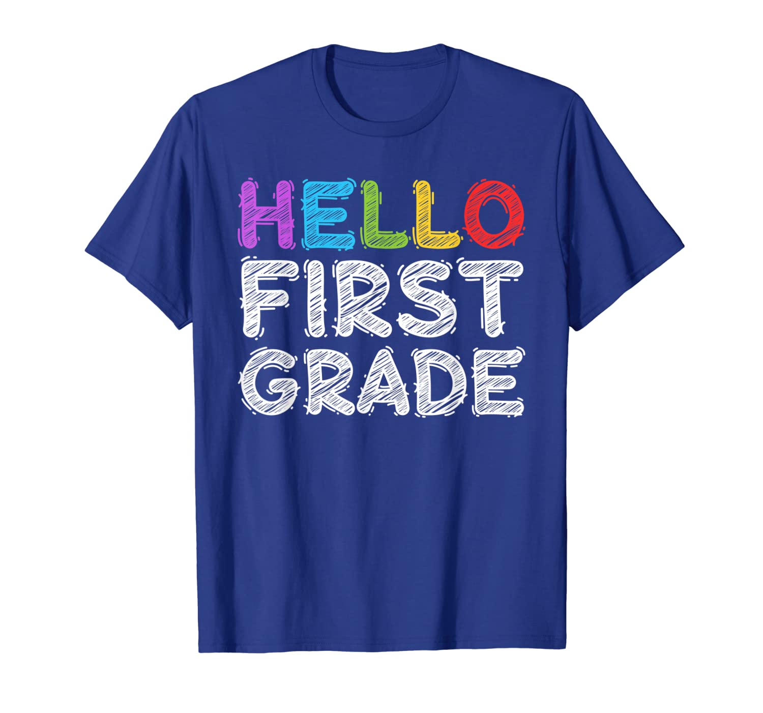 

Hello First Grade T-Shirt 1st Grade Back To School Shirt, White;black