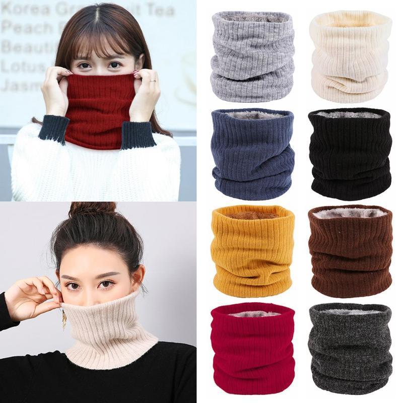 

Scarves Unisex Fleece Lined Thick Knitted Scarf Winter Warm Double-layer Neck Warmer Circle Loop Shawl Wrap Outdoor Accessories, Blue;gray