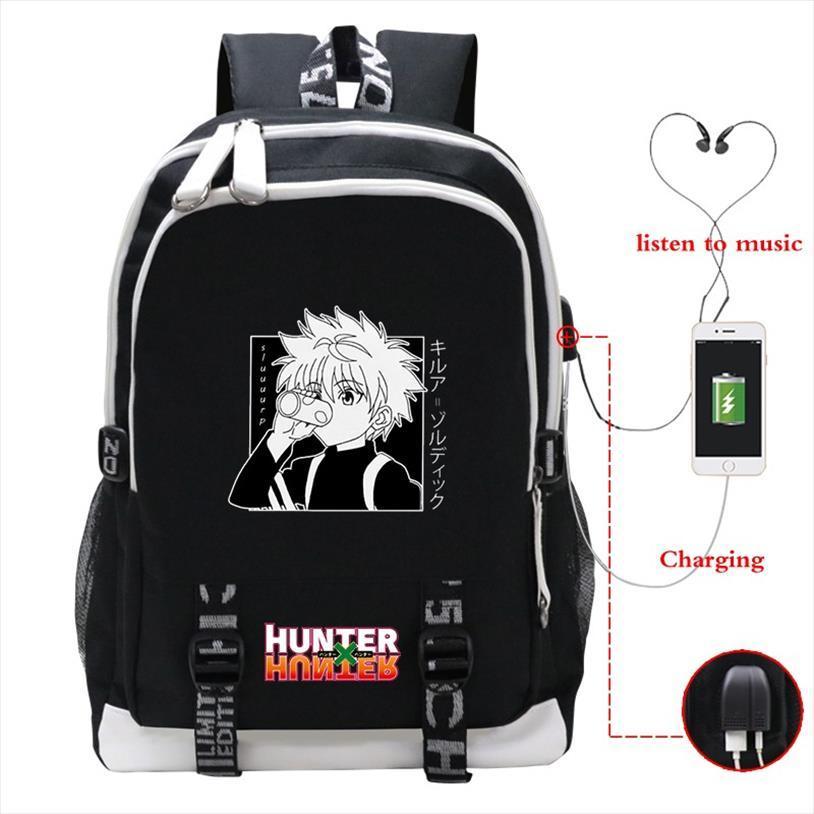 

hunter x school bags japan anime backpacks boys girls usb charging travel large lapcollege students schoolbag bagpack