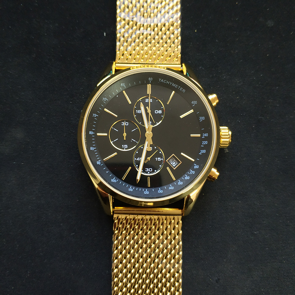 

Top Quality Mens Watches All Pointer Work Functional Chronograph Quartz Watch Stainless Steel Strap Waterproof Stopwatch Montre De Luxe