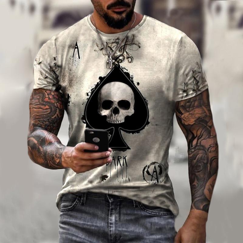 

Men's T-Shirts Summer Ace Of Spades Skull Print Shirt Men Sports And Leisure Travel Breathable Quick-Drying T Streetwear Tops, Tsm00817gc