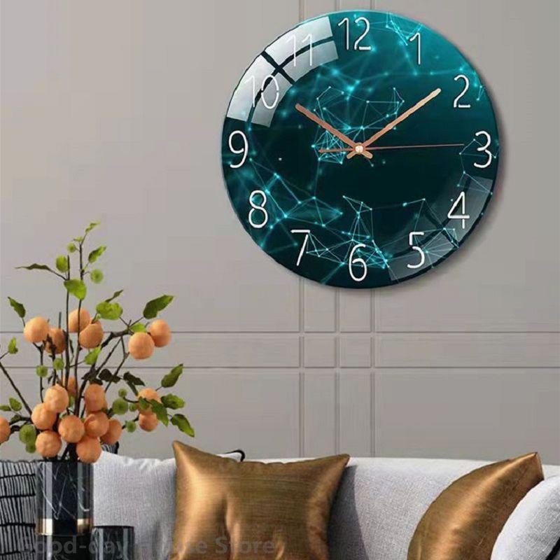 

Wall Clocks Nordic Style Clock For Living Room 3D Golden Deer Household Fashion Glass Punch-free Light Simple Quartz Silent Watch