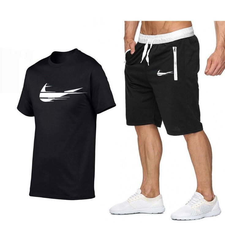 

Sets Men 100% Cotton Casual T-shirt Shorts 2021 Summer Short Set Tracksuit Men Sport Suit Jogging Sweatsuit Basketball Jersey S-XXL