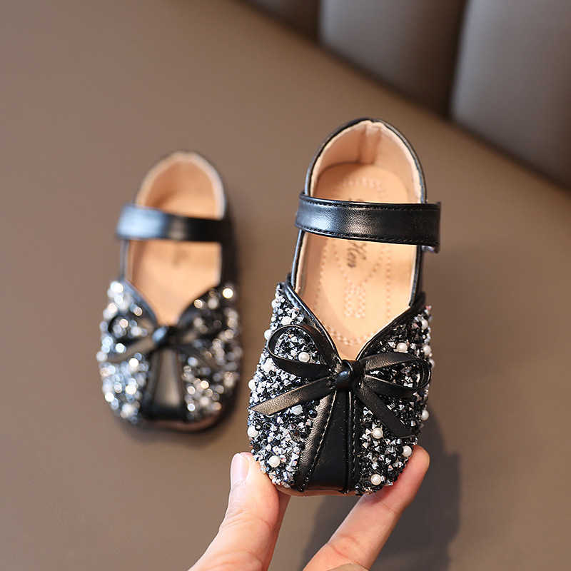 

Hot Sale-Top Quality Brand New Fashion Children Princess Dance Shoes Kids Little Girl Ballerina Flats Casual Single Toddler Infant Party Dre, Black