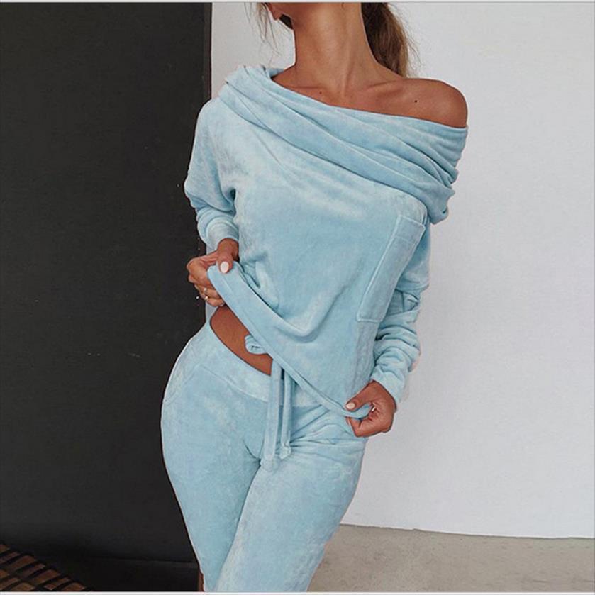 

spring warm soft golden womens pants velvet sportswear suit slash collar slim autumn casual two piece clothing, White