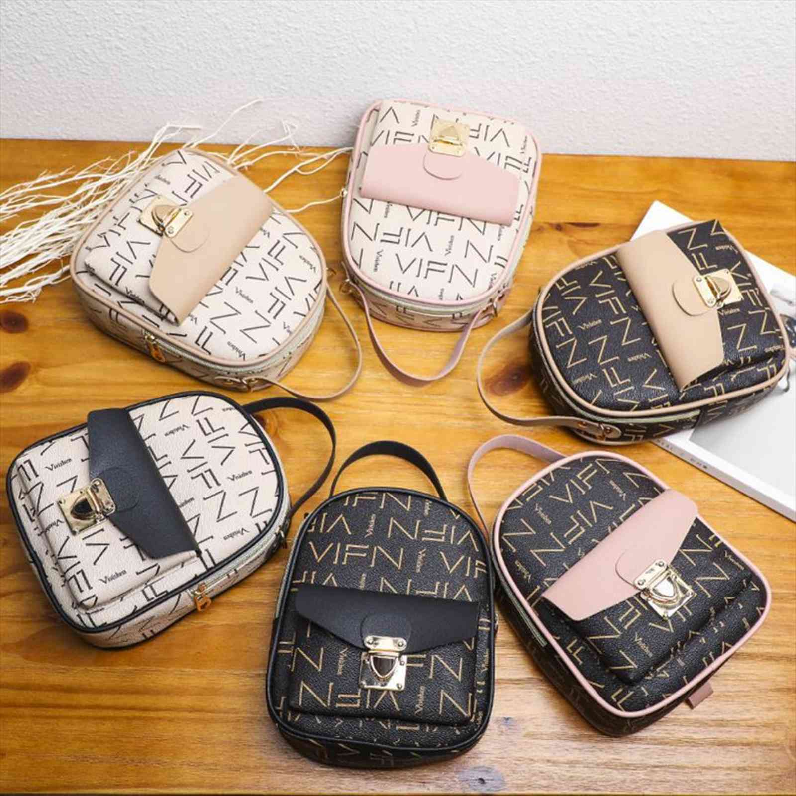 

casual all match female bag cute womens backpack square sling fashion printed mini daypack