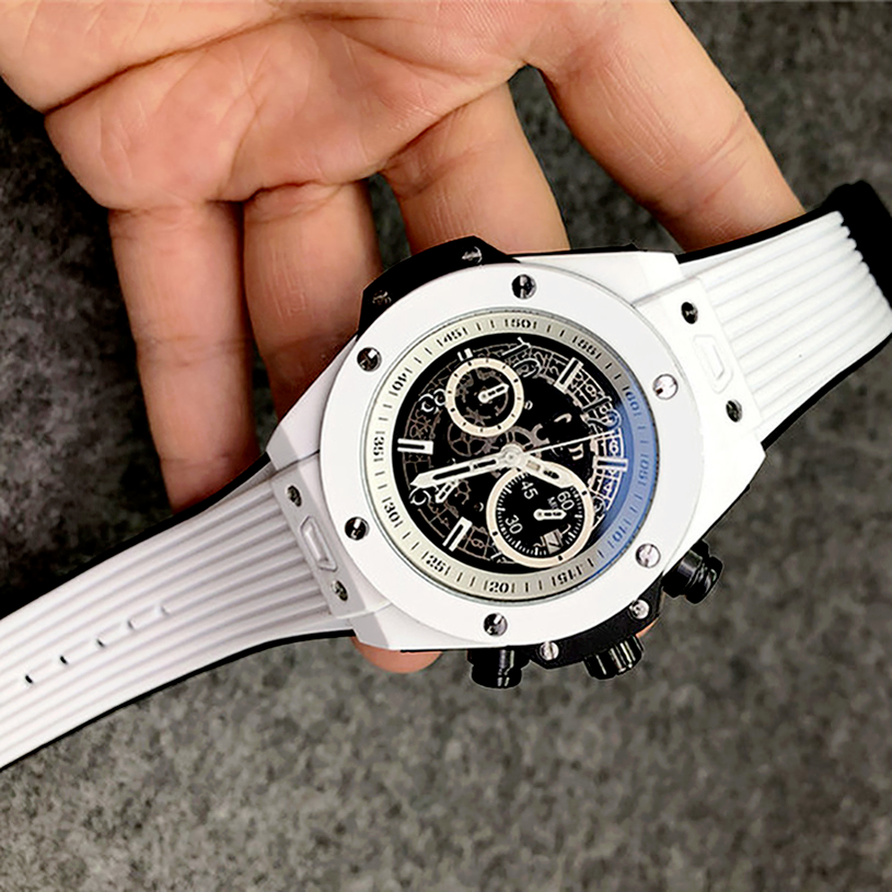 

7-6Men stopwatch wristwatch 40 mm quartz movement, date calendar all work dial leather strap watch men's outdoor sports business, 20