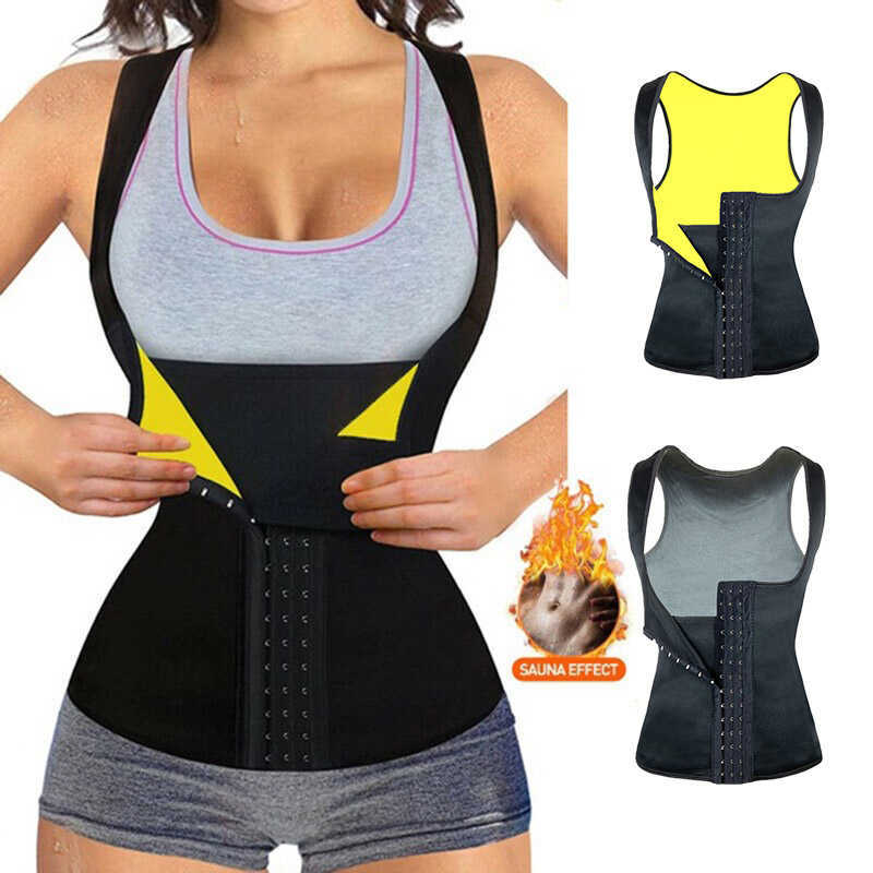 

YAGIMI Fajas Shapewear Neoprene Trimmer Sheath Belly Belt Waist Trainer Women Sweat with Vest Hook Workout Body Shaper Corset, Yellow