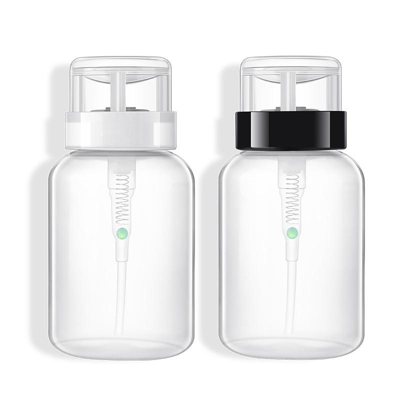 

2021 200ml Empty Plastic Nail Polish Remover Alcohol Liquid Press Pumping Dispenser Bottle Nail Art UV Gel Cleaner 12*6cm