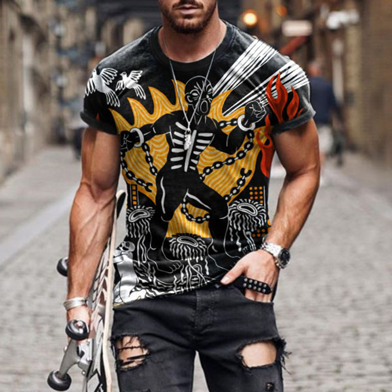 

2021 Summer Men's Skull Printed Short Sleeve t Shirts Fashion Harajuku Vintage Oversized o Collared Man Tshirt Ropa Anime Poleras Mv5z, 8866-28