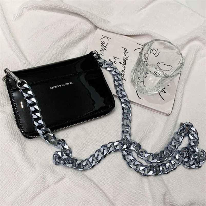 

Luxury Women Ins Thick Metal Chain Shoulder Bag Bike Wallet Mini Bag Coin Purse Fashion Women Pack Leather Crossbody Bags 211009, Small silver black