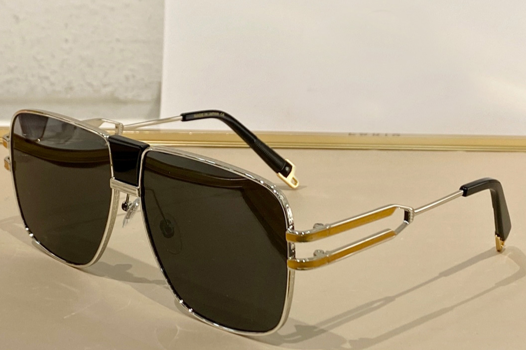 

Luxu Square Sunglasses Silver Metal Frame Black Shaded 60mm Fashion Glasses for Men Sonnenbrille gafa de sol With Case