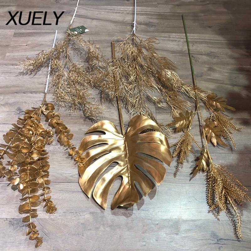 

Gold Flower Artificial Flowers Plastic Plants Home Wedding Decor Bedroom Decoration DIY Materials Background Layout