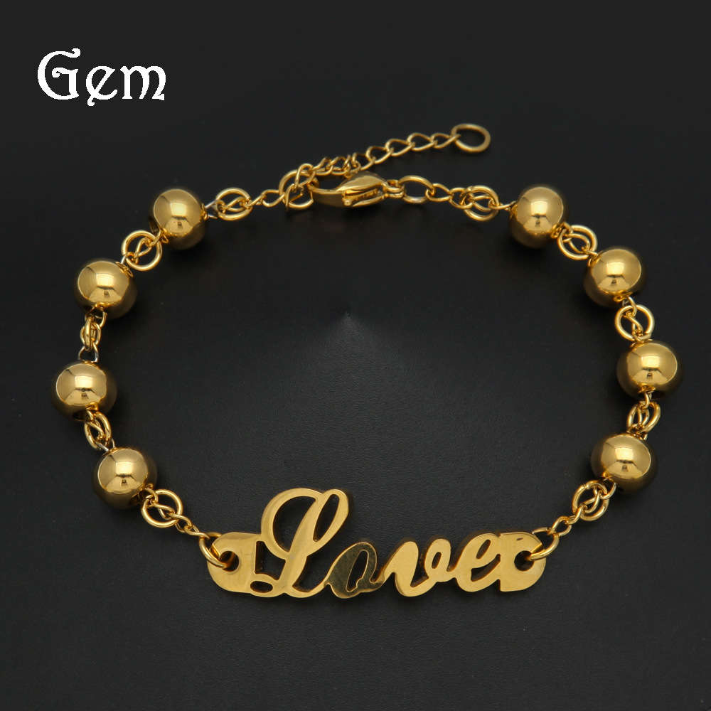 

New fashion brand jewelry style 8mm splicing pendant love beads women's bracelet high quality color plating