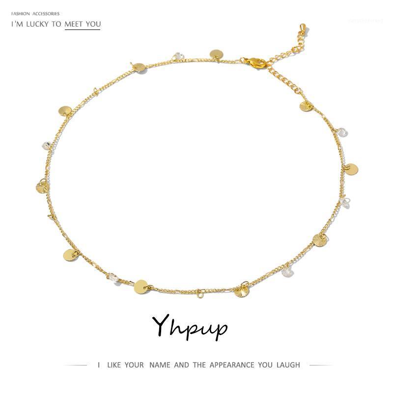 

Yhpup Statement Glass Crystal Collar Invisible Necklace For Women Golden Clavicle Chain Fashion Female Choker Jewelry Chains