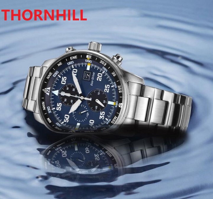 

factory mens multi functional quartz watches 44mm stainless steel leather waterproof wristwatch montre de luxe, As pic