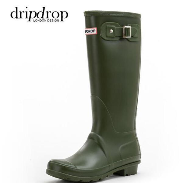 

women rainboots fashion kneehigh tall rain boots england style waterproof welly boots rubber rainboots water shoes rainshoes 2024, Red