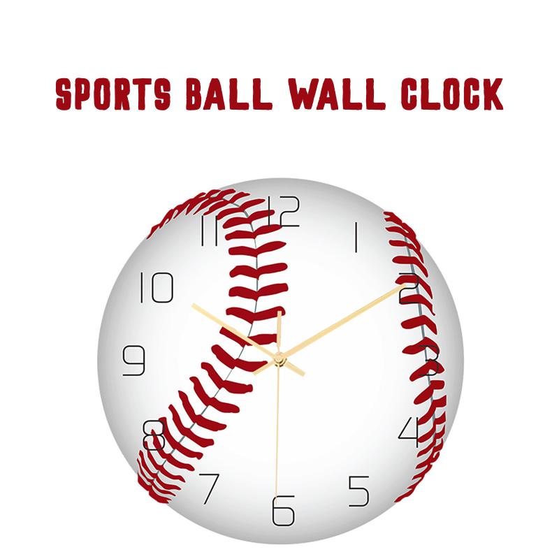 

Creative Baseball Wall Clock Mute Silent Wall Hanging Clock Round Number Digital Quartz Living Room Modern Home Decoration