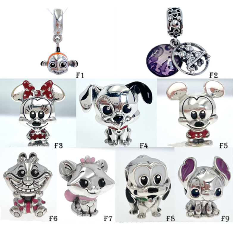 NEW 925 Sterling Silver Fit Pandora Charms Bracelets Love Heart Dis Collections Mouse Cat Dog Fish Charms for European Women Wedding Original Fas-image-750213340