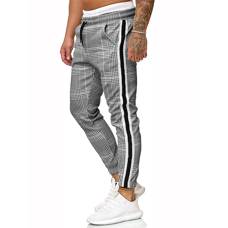

2020 Spring and Autumn Casual Pants Men's Stripe Pants Fashion Slim Fit European and American Cross-border Men's Pants, Black