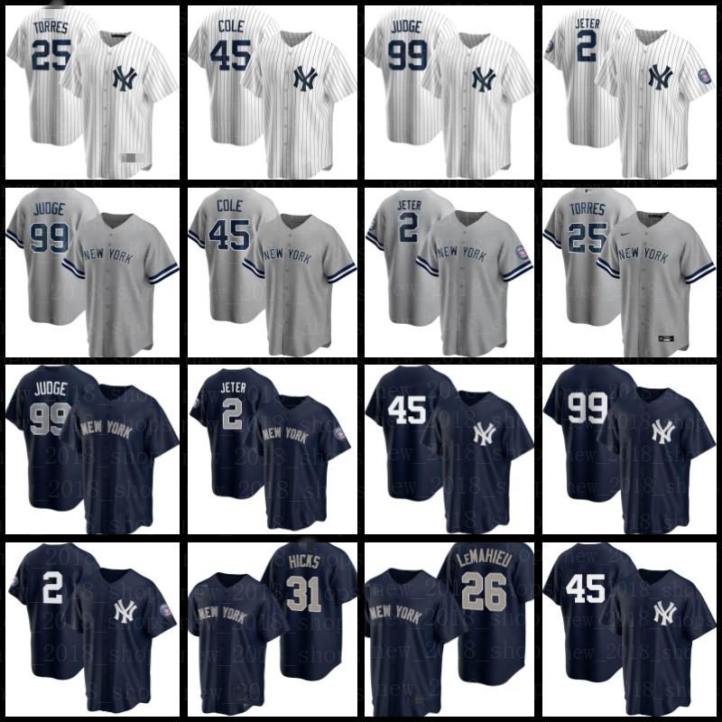 

New 99 Aaron Judge York 2 Derek Jeter Yankees Jerseys Giancarlo Stanton Gleyber Torres Gary Sanchez Gerrit Cole Baseball DJ LeMahieu, Blue;black