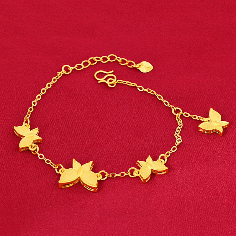 Butterfly Bracelet 18k Yellow Gold Filled Elegant Women Wrist Chain Gift Pretty Girl Charm Jewelry-image-660657464