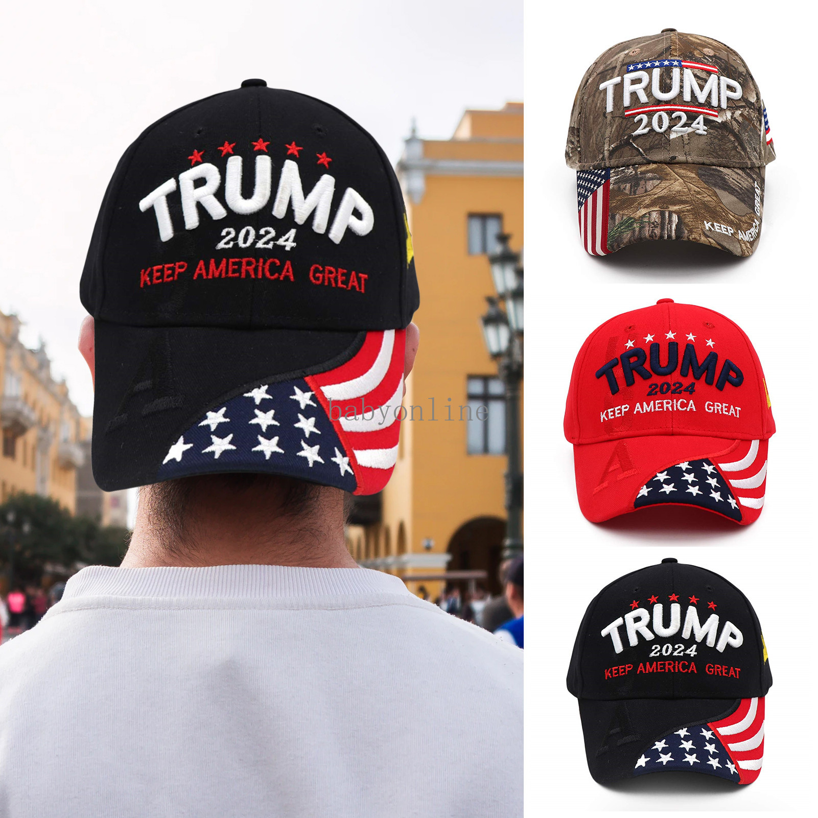 

U.S 2024 Trump Presidential Election Presidential Election Cap Trump Hat Baseball Cap Adjustable Speed Rebound Cotton Sports Cap, Black;white