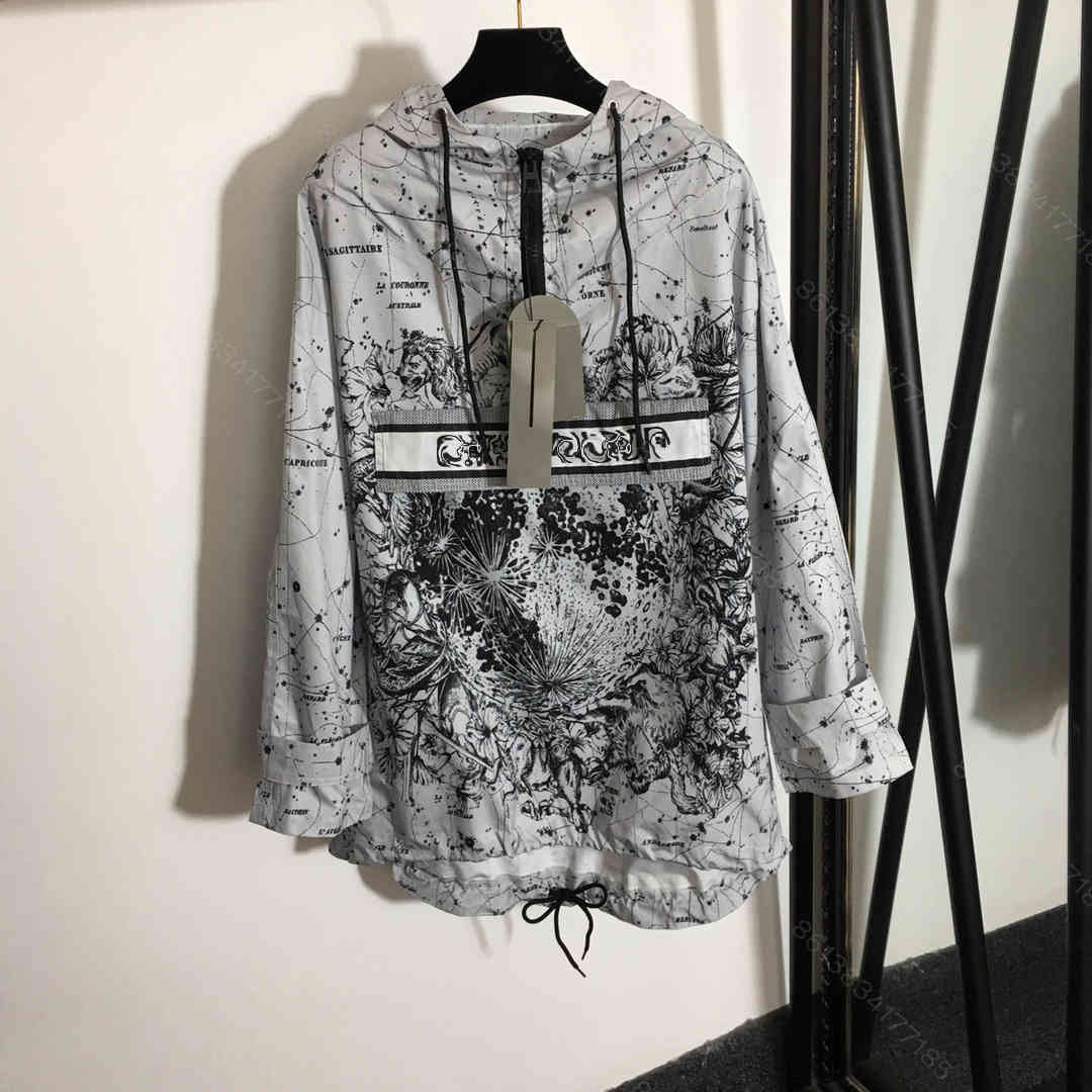 

2021SS womens DO brand coats Desinger hooed sweatshirt women high quality windproof Jackets coats dandelion print long breathable and quick-, White;black
