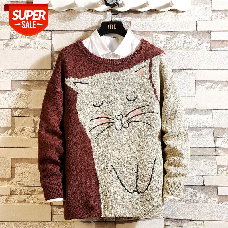 

2021 New Sweaters Men'S Long Sleeves Autumn Winter Pullover Knitted O-Neck Plus OverSize 5XL #t19Z, White;black