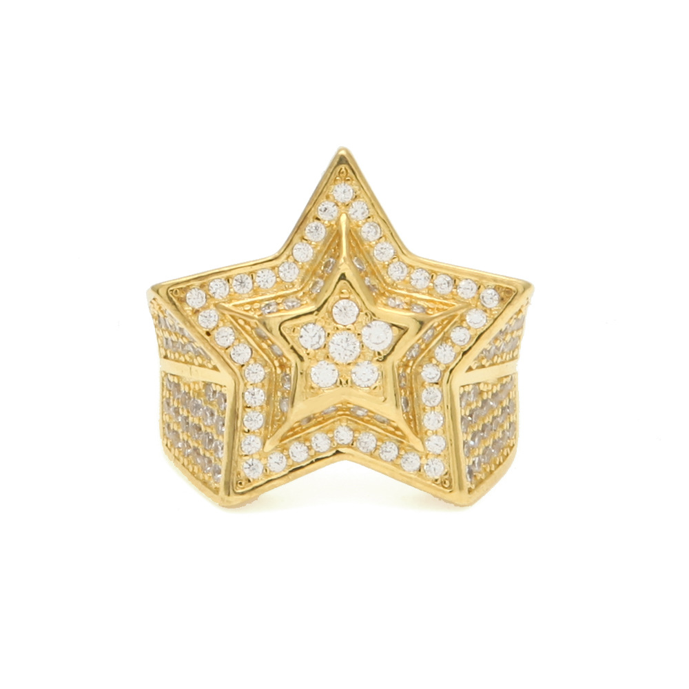 

Hip Hop Rapper Star Man Ring Fashion Gold Plated Rings for Men Hiphop Silver Bling Cubic Zirconia Three-dimensional Design Men's Ring