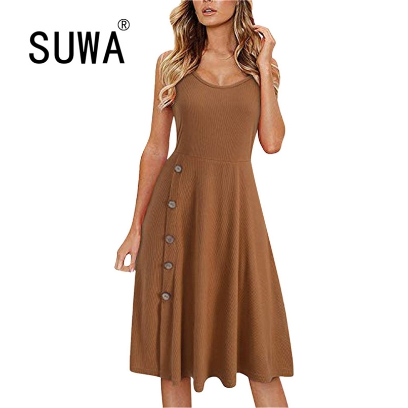 

Women Dresses Arrival Summer Spaghetti Strap Knitted Classic A-Line Elegant Dress Trendy Fashion Robe Wholesale 210525, Claret