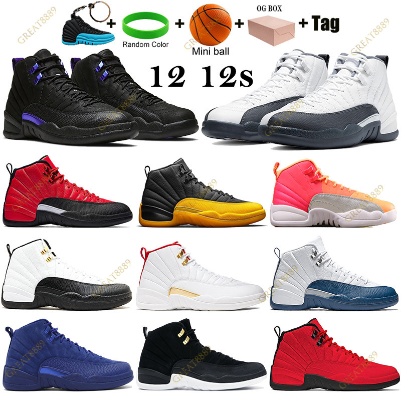 

New 12 12s Basketball Shoes black dark concord university gold Michigan Men Women Trainers sunrise reverse taxi playoff nylon Sneakers, 36.bubble wrap