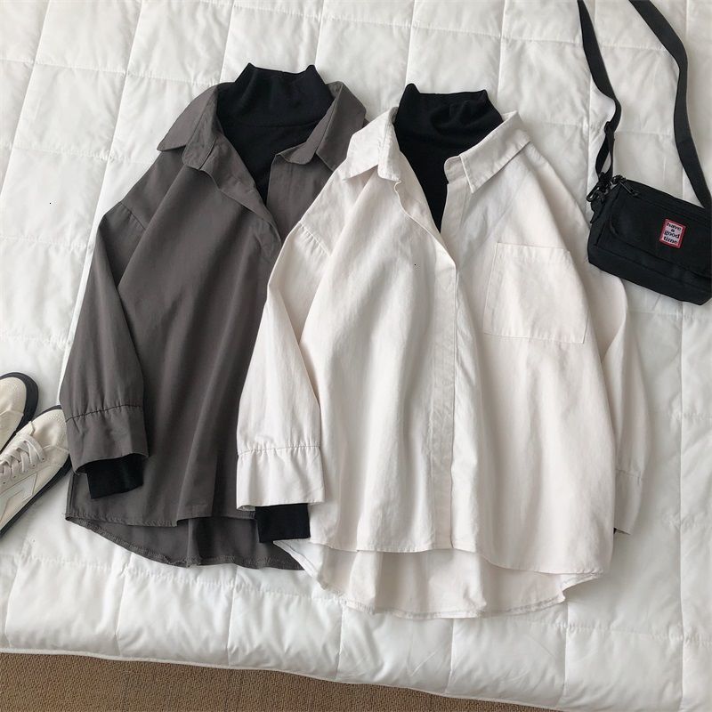 

2021 New Spring Cotton Fake Two-piece Men's Fashion Casual Pullover Men Long-sleeved Shirts Mens Shirt 7ydq, Dark gray