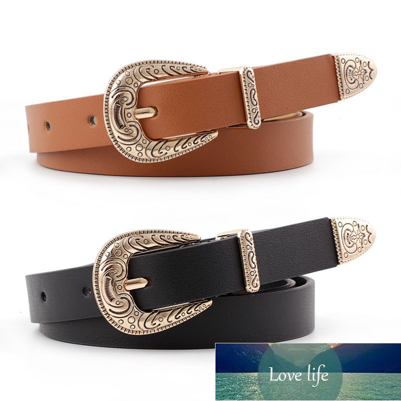 

Stylish Women Retro Caving Pin Buckle Belts High Quality Luxury Thin Leather Waist Belt Designer Belts For Jeans Dress Tops Factory price expert design Quality, As pic