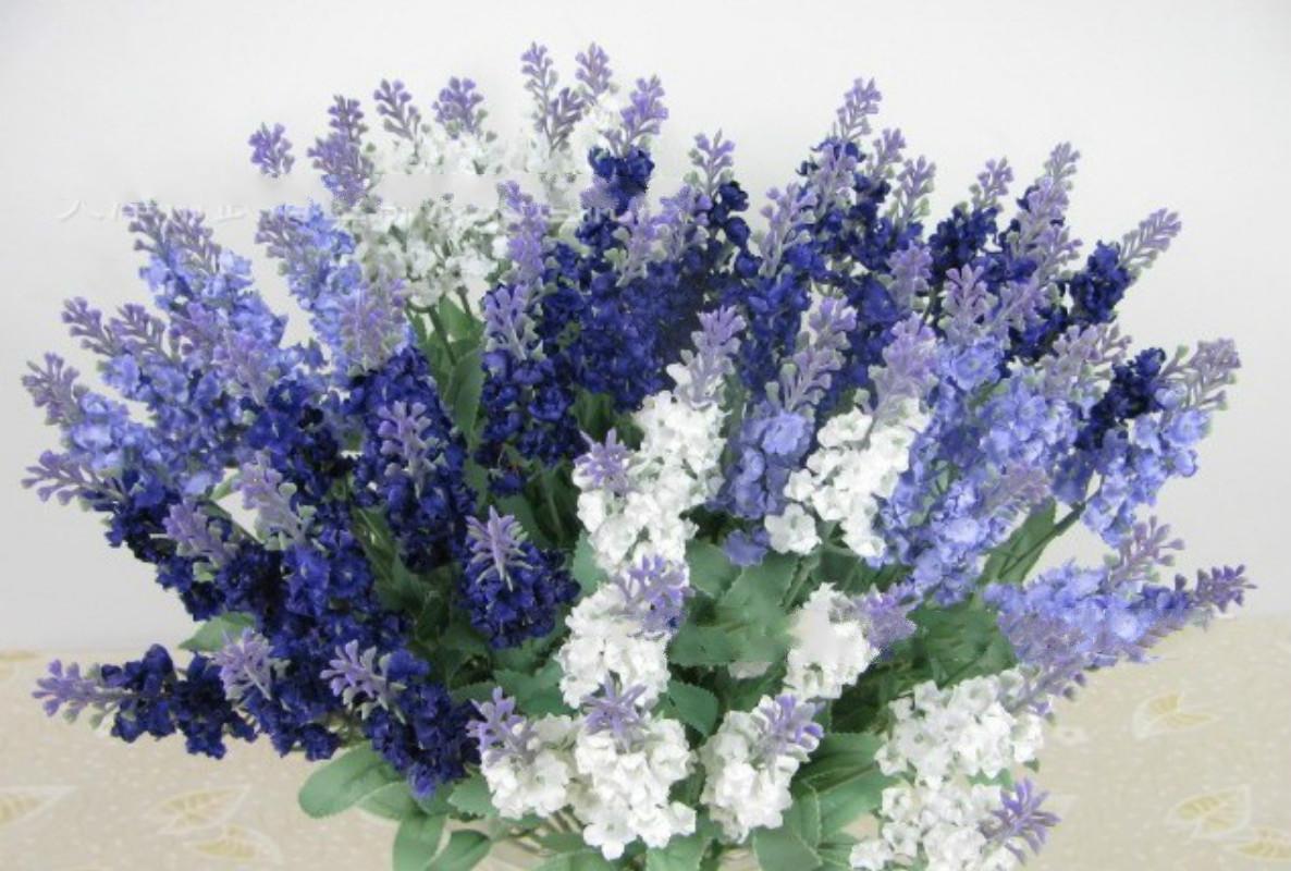 

Romantic Provence Lavender Flower Silk Artificial Flowers plants Fake Artificiales Flores Wedding Home Garden Table Decoration, Sky blue