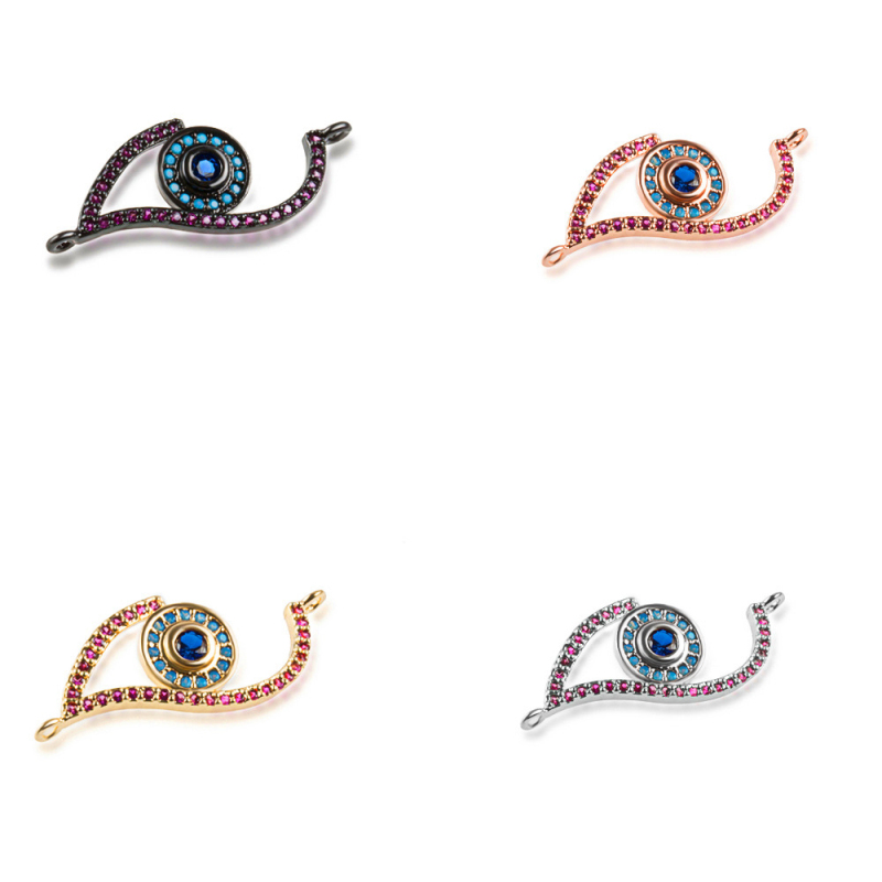 

Popular Factory Design CZ Evil Eye Charm Connectors for DIY Jewelry Making